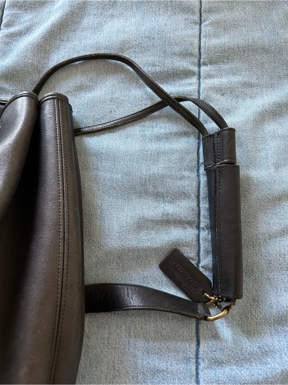 Coach Black Leather Drawstring Backpack - Picture 5 of 9